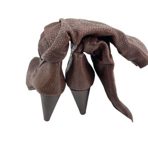 Carlos by Carlos Santana Infatuation crocodile embossed leather boots knee high - Picture 10 of 11